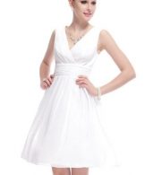 photo Classic Double V-Neck Ruched Waist Short Cocktail Party Dress by OASAP - Image 8