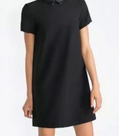 photo Classic PU Leather Stand Collar Shift Dress by OASAP, color Black - Image 1