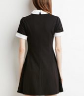 photo Color Block Doll Collar Short Sleeve Knit Dress by OASAP - Image 2