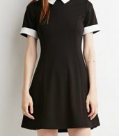 photo Color Block Doll Collar Short Sleeve Knit Dress by OASAP - Image 1