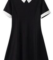 photo Color Block Doll Collar Short Sleeve Knit Dress by OASAP - Image 3
