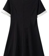 photo Color Block Doll Collar Short Sleeve Knit Dress by OASAP - Image 4