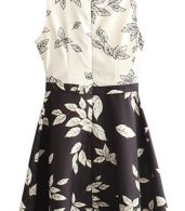 photo Color Block Leaf Print Sleeveless A-line Dress by OASAP, color Multi - Image 4