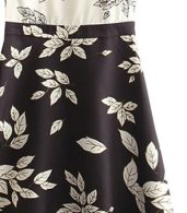 photo Color Block Leaf Print Sleeveless A-line Dress by OASAP, color Multi - Image 6