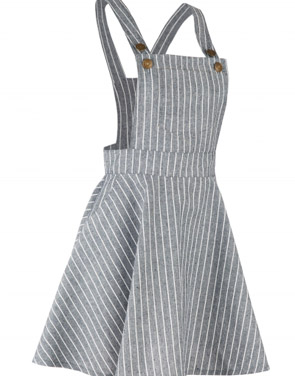 photo Color Block Striped Adjustable Shoulder Straps Overall Dress by OASAP, color Grey - Image 2
