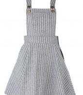 photo Color Block Striped Adjustable Shoulder Straps Overall Dress by OASAP, color Grey - Image 1
