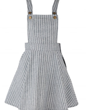 photo Color Block Striped Adjustable Shoulder Straps Overall Dress by OASAP, color Grey - Image 1