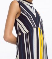 photo Color Block Striped Mock Neck Sleeveless A-line Dress by OASAP, color Multi - Image 2