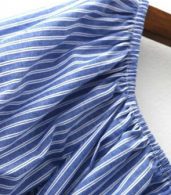 photo Color Block Striped Print Tie Waist Dress by OASAP, color Blue White - Image 5