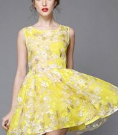 photo Cute Floral Print Organza Dress by OASAP, color Yellow - Image 1