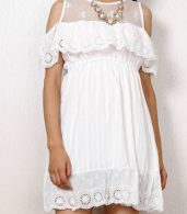 photo Dainty Crochet Lace Sheer Skater Dress by OASAP, color White - Image 3