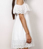 photo Dainty Crochet Lace Sheer Skater Dress by OASAP, color White - Image 4