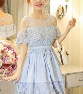 photo Dainty Crochet Lace Sheer Skater Dress by OASAP, color White - Image 8