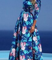 photo Dazzling Floral Print Pleated Maxi Dress by OASAP, color Blue - Image 2