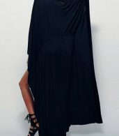 photo Deep V-Neck Drawstring Wasit Batwing Sleeve Asymmetric Dress by OASAP - Image 6