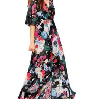 photo Deep V-Neck Half Sleeve Floral Print Beach Maxi Dress by OASAP, color Multi - Image 1