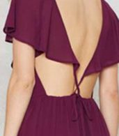 photo Deep V-Neck Ruffle Front Open Back Wrapped Maxi Dress by OASAP, color Burgundy - Image 6