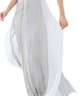 photo Deep V-Neck Spaghetti Strap Backless Maxi Evening Dress by OASAP, color White Grey - Image 4
