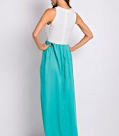 photo Desirable Color Block Sleeveless Maxi Dress by OASAP, color White Green - Image 2