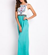 photo Desirable Color Block Sleeveless Maxi Dress by OASAP, color White Green - Image 3