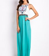 photo Desirable Color Block Sleeveless Maxi Dress by OASAP, color White Green - Image 4