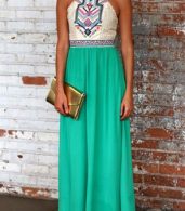 photo Desirable Color Block Sleeveless Maxi Dress by OASAP, color White Green - Image 5