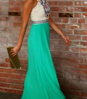 photo Desirable Color Block Sleeveless Maxi Dress by OASAP, color White Green - Image 6