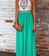 photo Desirable Color Block Sleeveless Maxi Dress by OASAP, color White Green - Image 8