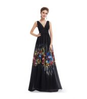 photo Double V-Neck Sleeveless Maxi Evening Bridesmaid Prom Dress by OASAP, color Black - Image 6