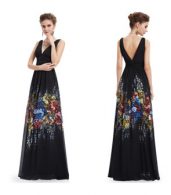 photo Double V-Neck Sleeveless Maxi Evening Bridesmaid Prom Dress by OASAP, color Black - Image 7