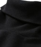 photo Elegant Black Mock Neck Ribbed Knit Bodycon Dress by OASAP, color Black - Image 5