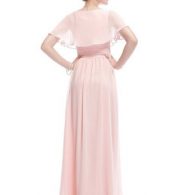 photo Elegant Capelet Rhinestones Ruched Waist Maxi Party Dress by OASAP, color Pink - Image 2