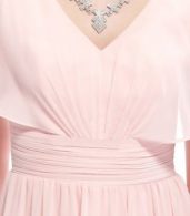 photo Elegant Capelet Rhinestones Ruched Waist Maxi Party Dress by OASAP, color Pink - Image 4
