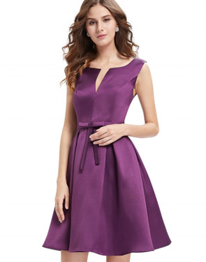 photo Elegant Cut-out Neck Bow Waist A-line Dress by OASAP, color Purple - Image 2