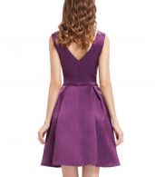 photo Elegant Cut-out Neck Bow Waist A-line Dress by OASAP, color Purple - Image 3