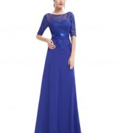 photo Elegant Floral Lace Crochet Paneled Maxi Dress by OASAP, color Blue - Image 1
