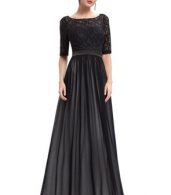 photo Elegant Half Sleve Lace Open Back Chiffon Black Evening Dress by OASAP, color Black - Image 4