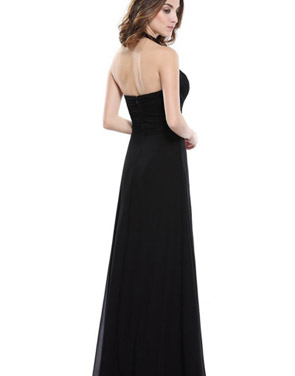 photo Elegant Halter Ruched Bust Floor Length Evening Dress by OASAP - Image 2
