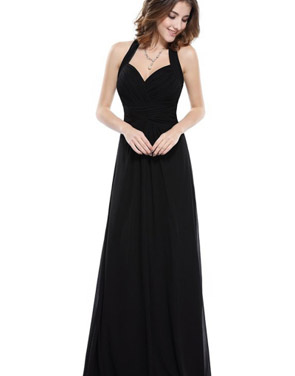 photo Elegant Halter Ruched Bust Floor Length Evening Dress by OASAP - Image 1