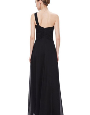 photo Elegant One Shoulder Slitted Ruched Evening Dress by OASAP - Image 2