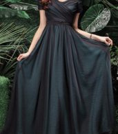 photo Elegant Pleated Swing Maxi Dress by OASAP, color Black - Image 1