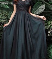 photo Elegant Pleated Swing Maxi Dress by OASAP, color Black - Image 6