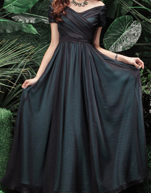 photo Elegant Pleated Swing Maxi Dress by OASAP, color Black - Image 1