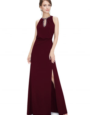 photo Elegant Rhinestone Cut-out Front Side Slit Dress by OASAP - Image 2