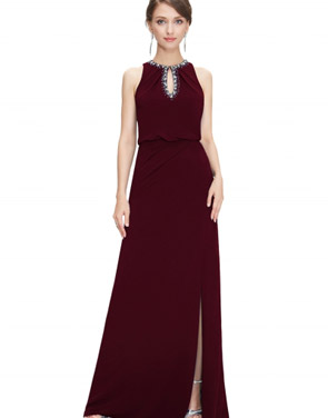 photo Elegant Rhinestone Cut-out Front Side Slit Dress by OASAP - Image 1