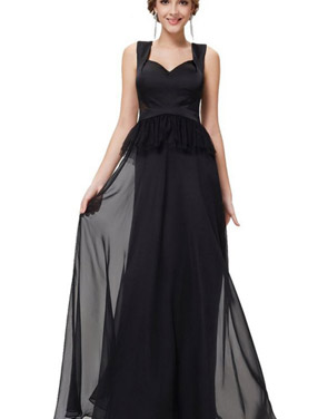 photo Elegant Sleeveless Black Peplum Evening Party Dress by OASAP, color Black - Image 1