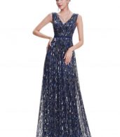 photo Elegant Sleeveless Double V-Neck Maxi Prom Dress by OASAP, color Deep Blue - Image 2