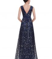 photo Elegant Sleeveless Double V-Neck Maxi Prom Dress by OASAP, color Deep Blue - Image 3
