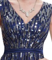 photo Elegant Sleeveless Double V-Neck Maxi Prom Dress by OASAP, color Deep Blue - Image 4