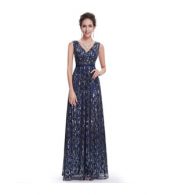 photo Elegant Sleeveless Double V-Neck Maxi Prom Dress by OASAP, color Deep Blue - Image 7